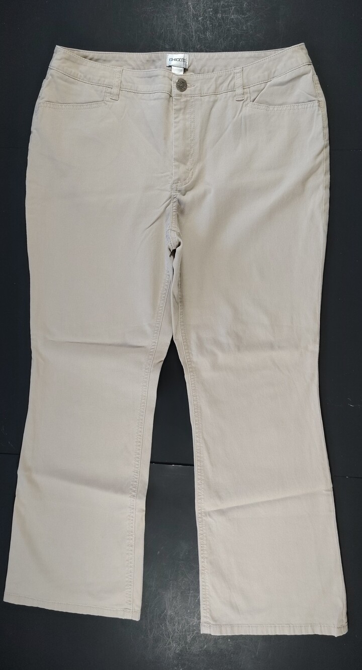 CHICO'S-Women's Beige Corduroy Cotton Blend Bootcut Jeans-Chico's Size 2.5 Short